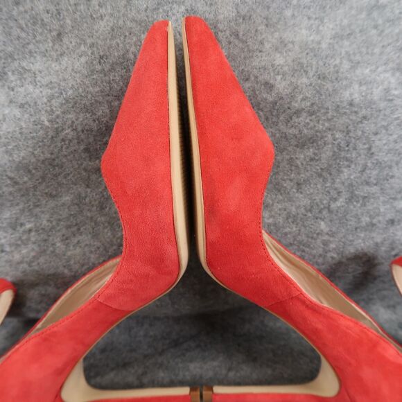 Charles David Shoes Womens 9 Pumps Ankle Strap Suede Red Pointed Toe Formal Sexy - Picture 12 of 16